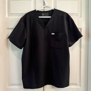 Figs Shirt Mens Large Black Leon Three Pocket Scrub Top Technical Collection